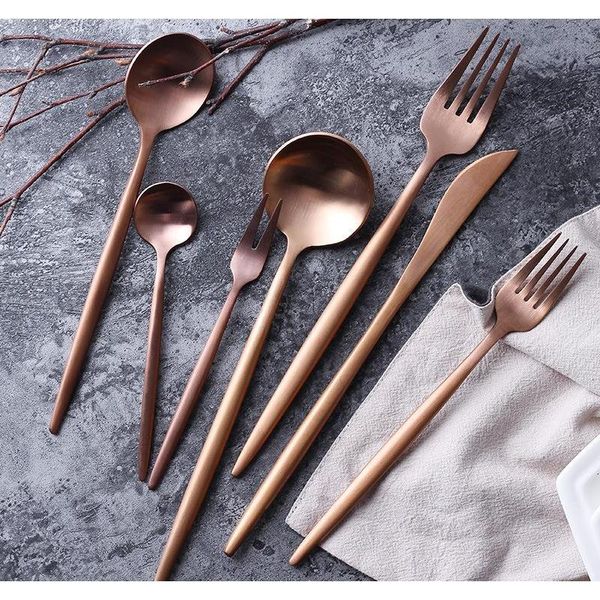 

200pcs rose gold tableware fork knife spoon matte rose gold western metal dinnerware rose gold cutle wmtpig homes2011