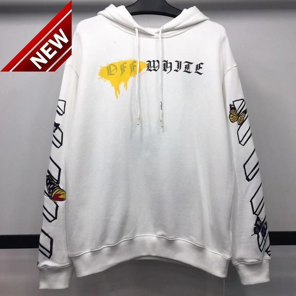 

early spring 2022 new high edition quality off butterfly embroidery arrstyle print hooded sweater, Black