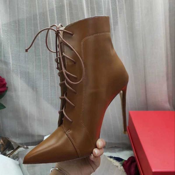 

boots thin heels pointed toe ladies shoes spring autumn fashion ankle for women female genuine leather, Black
