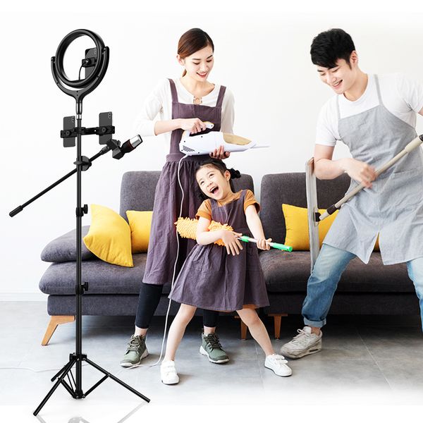 

4fds2aw4fed3wdevia 360 degree aros de luz para maquillaje selfie circular led ring light mobile phone holder for multiple devices