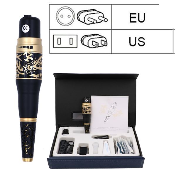 

dragon permanent makeup eyebrow tattoo mosaic machine kit cosmetic pen microblading pedal needles tips power supply eu & us plug