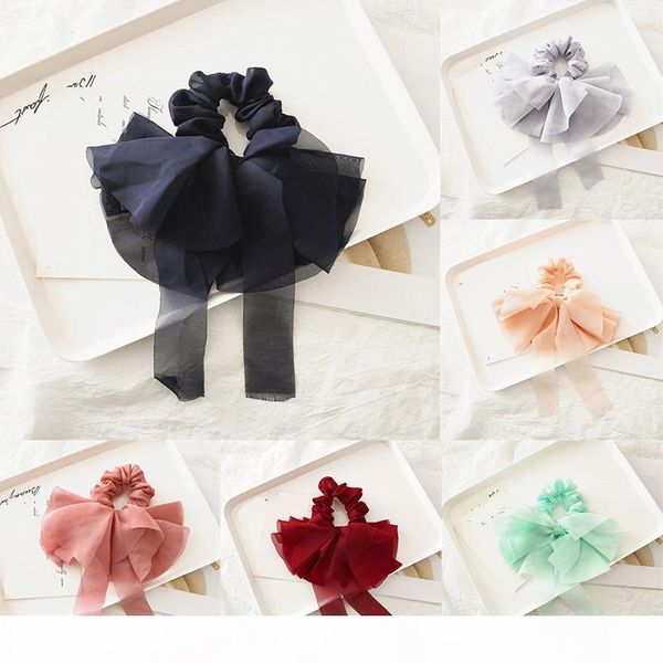 

new scrunchies hair rope headband headwear fashion hairband hair circle korean rubber band fresh solid color bow knot for women