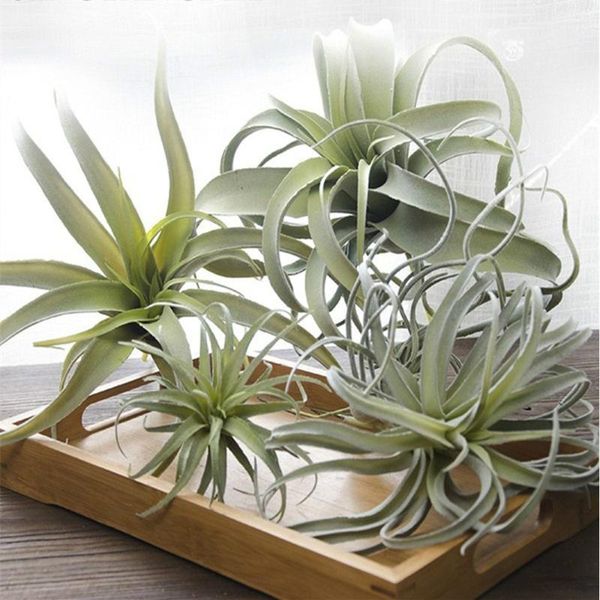 

decorative flowers & wreaths cilected tillandsia air plants artificial flocking fake bromeliads hanging simulation for home decoration 1pcs1