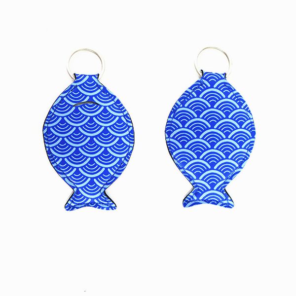 

fish neoprene keychains chapstick lip balm holder big girls key rings coin earbud bag sleeve women gifts, Silver