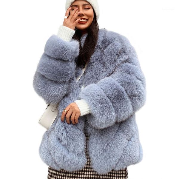 

women's fur & faux real coat women winter natural jacket fashion striped luxury thick winter1, Black