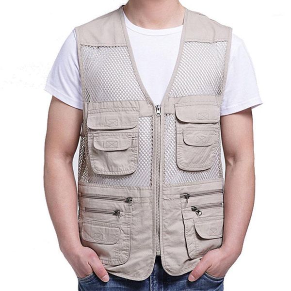 

big size fishing vest male with many pockets men sleeveless jacket waistcoat work vests outdoors vest1, Black;white