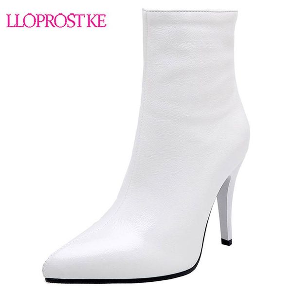 

boots lloprost ke 2021 fashion women ankle solid color pointed toe stiletto high heel shoes simple autumn short woman h619, Black