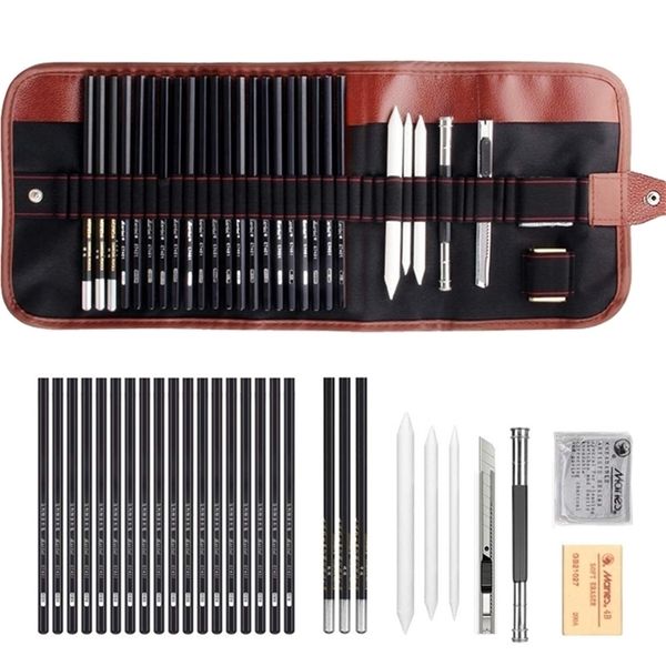 TIPTOP 29pcs Disegno Schizzo Set Carboncino Matita Gomma Arte Artigianato Pittura Schizzo Kit Matite per artisti Earser Forniture per il disegno 201226