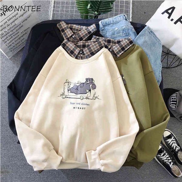 

hoodies women harajuku lovely all-match 2020 new korean style loose plus velvet large size kawaii womens sweatshirt chic casual, Black