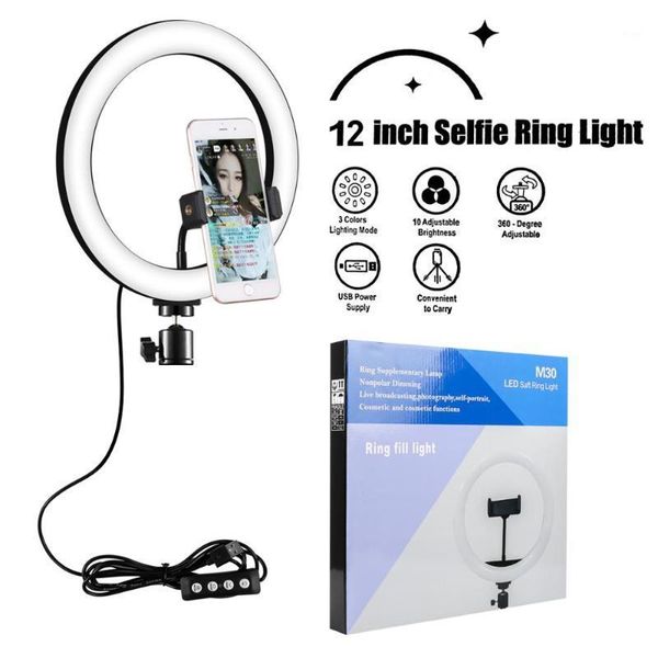 

12 inches led ring light with tripod phone holder ringlight for camera live stream live youtube fill light makeup1