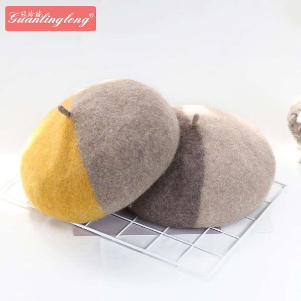 

korean version of winter wool beret, Blue;gray
