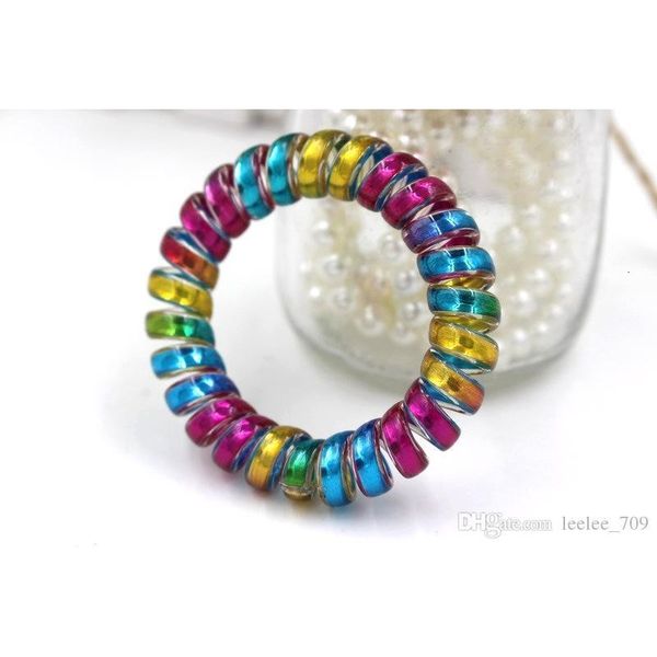 

elastic spring rope hairband telephone wire bands design for women girl hair accessories headwear holder colorful rainbo