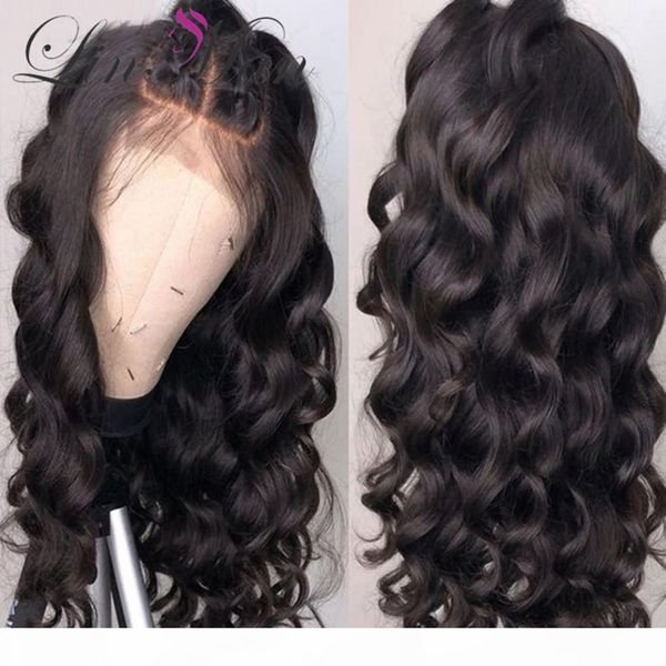 

human hair brazilian loose wave natural lace wigs for black women pre plucked with baby hair, Black;brown