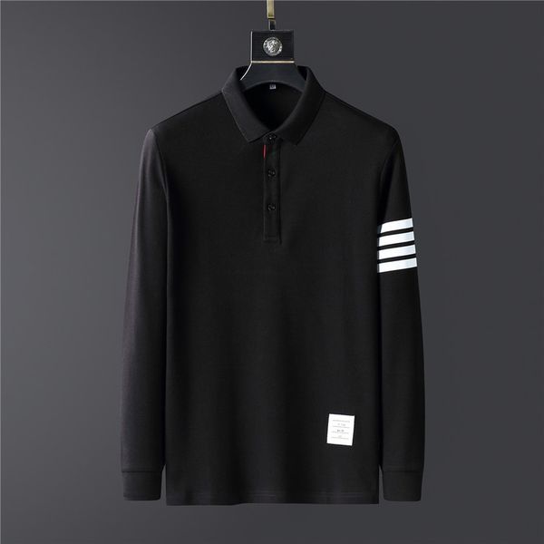 

men's polo, solid shirt, casual, fashion, long sve, embroidery, pure cotton, large, autumn, White;black