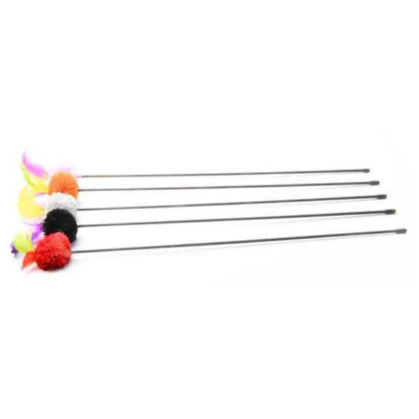 

pet kitten pompon turkey feather pompon wire teaser chaser wand fun toy cat; fashion 1pc new interactiv qylbbb