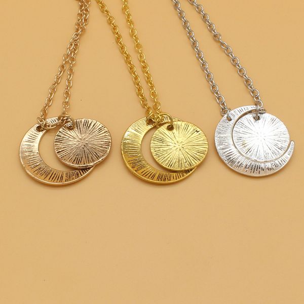 

back i love you to the round two pieces pendant christmas gift chain 2mm 18inch sun and moon necklace