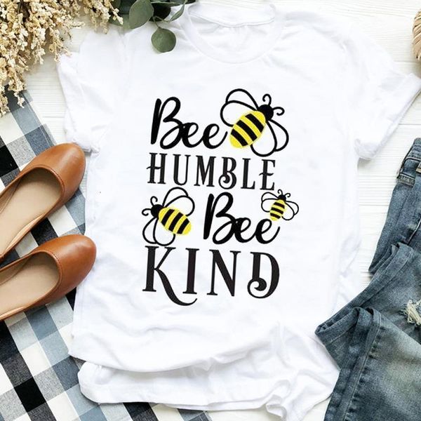 

women lady be kind cute summer autumn kawaii clothing print womens clothes shirt t tee for tshirt female graphic t-shirt, White