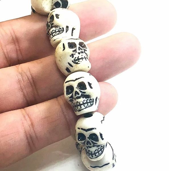 

yqtdmy 10 pcs unique bracelet skull fashion biker rock punk jewelry antique, Black