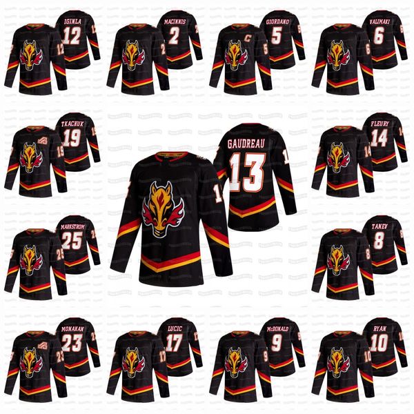 

youth matthew tkachuk calgary flames 2021 reverse retro johnny gaudreau markstrom monahan sam bennett lindholm backlund mcdonald jersey, Black;red