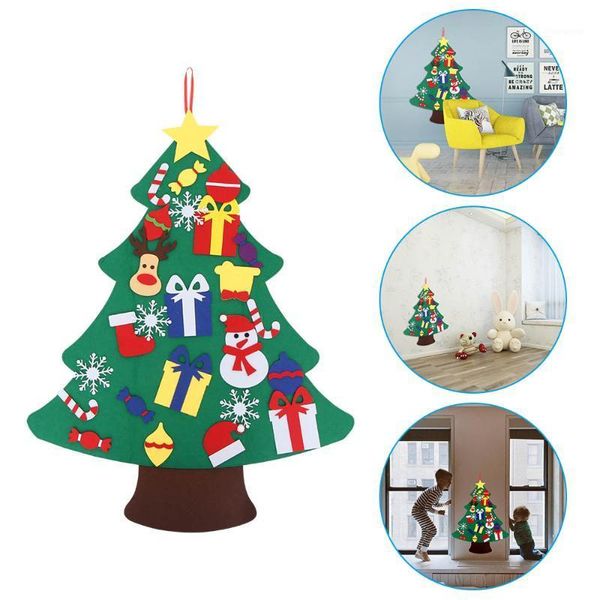 

2021 diy felt christmas tree artificial tree wall hanging ornaments christmas decoration for new year gifts kids toys home1