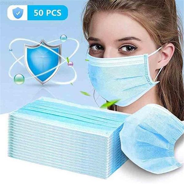 

disposable civilian face mask dustproof rush delivery fifty in a packet three ply melt-blown fabric blue size 17.5*9.5cm 18