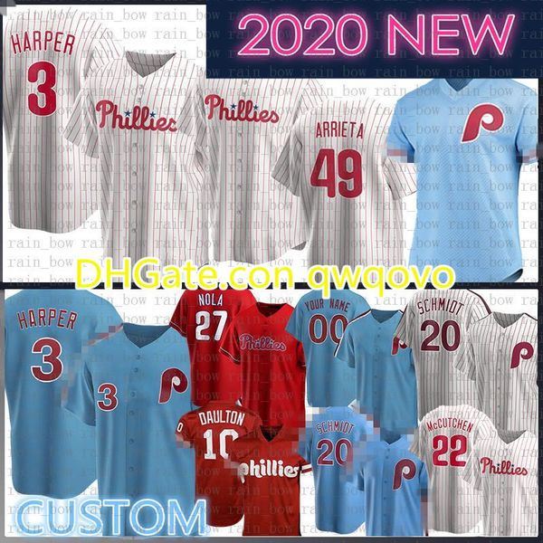 

csutom bryce harper dykstra mike schmidt 2020 new baseball jersey darren daulton aaron nola rhys hoskins lenny mcgraw dykstra, Blue;black