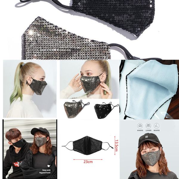 

reusable factory600ipm2.5 fashion care bling 3d washable mask shield sun color gold elbow sequins shiny face cover mount masks anti