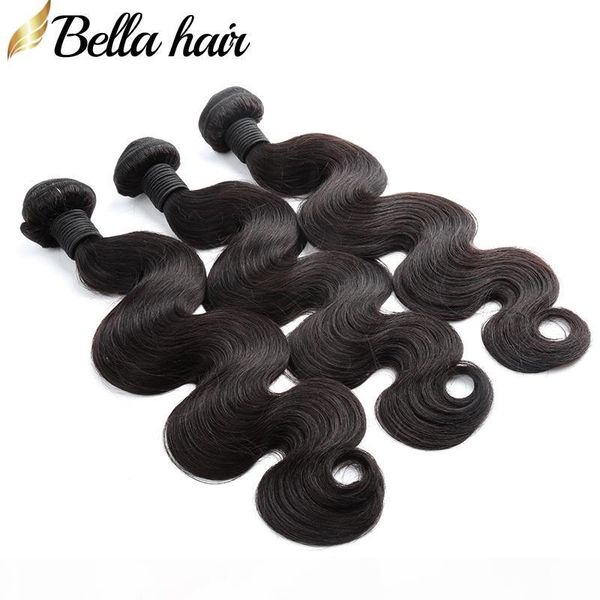 

peruvian human hair bundles with closures body wave hair wefts with lace closure 3 part virgin hair extension bellahair, Black