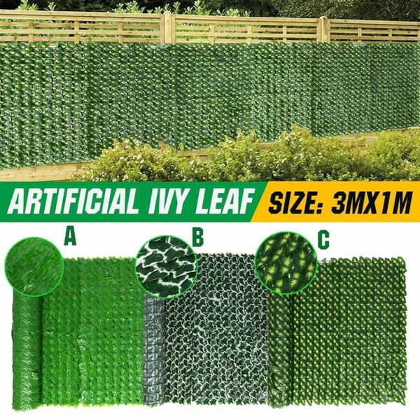 

decorative flowers & wreaths 3mx1m garden plant fence artificial faux green leaf privacy screen panels rattan outdoor home decoration