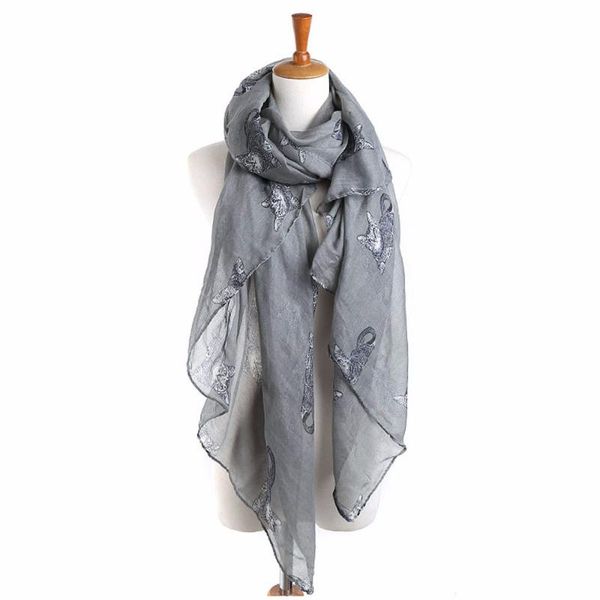

scarves 2021 fashion scarf spring autumn lady shawl soft white cat print long bufanda shawls for womens bufandas, Blue;gray