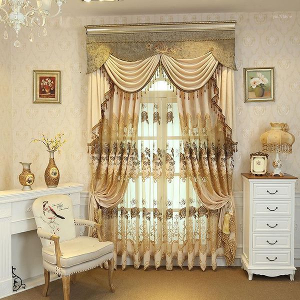 

europe luxury embroidery blackout curtain for the living room bedroom curtain window blinds for kitchen voile1