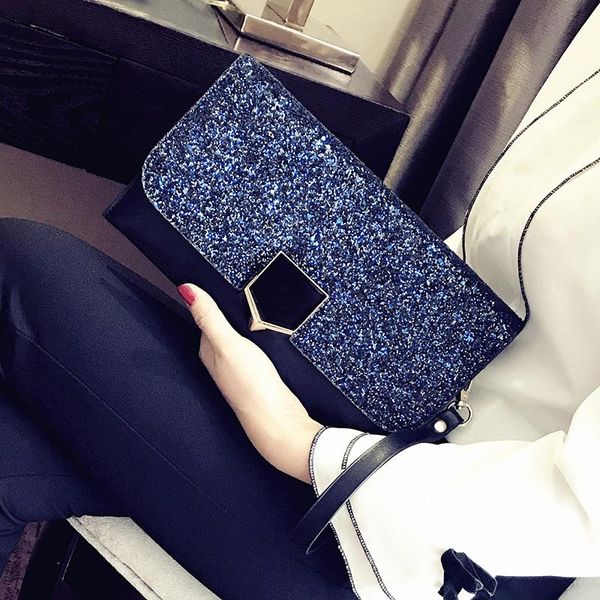 

2020 ladies sequined glitter sparkle bling day clutch bag purse evening party pu leather envelope handbag drop shipping