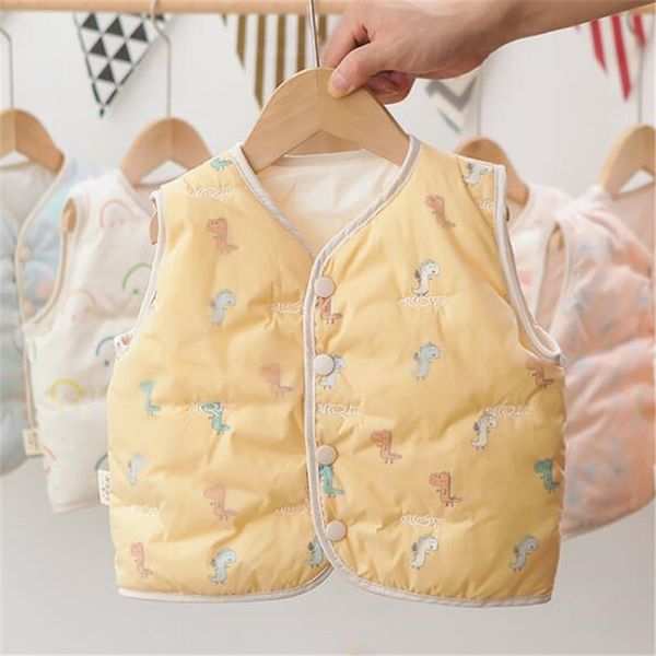 Venda quente 2020 New Inverno confortável e acolhedora Thicken colete de algodão multicolorido Moda Infantil Vest Meninos Meninas Single-breasted Crianças Vest