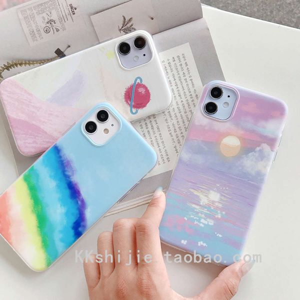 

11promax painting rainbow xr sunset oil 7 for / 8plus mobile phone xs protective case