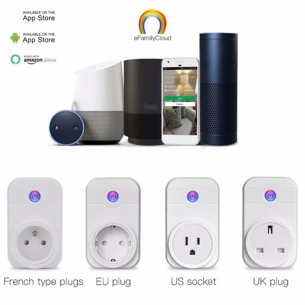 

wifi smart plug home automation phone app timing switch remote control 100-240v wifi socket working with amazon alexa and google