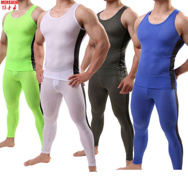 

suit label sportswear summer tights men's breathable large mesh nylon, Black