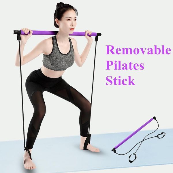 

1pcs removable pilates stick resistance band adjustable yoga sports body rubber tube bands yoga exercise workout bar1