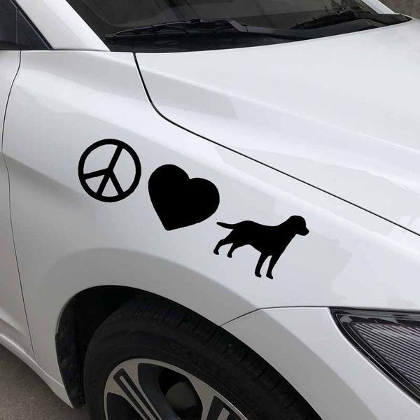 

peace love labrador retriever car sticker car window decoration personality waterproof decal black/white, 18cm*5cm