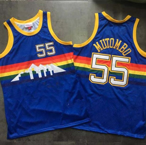 

men denver nuggets dikembe mutombo basketball jerseys, tightly embroidered basketball jerseys, Black;red