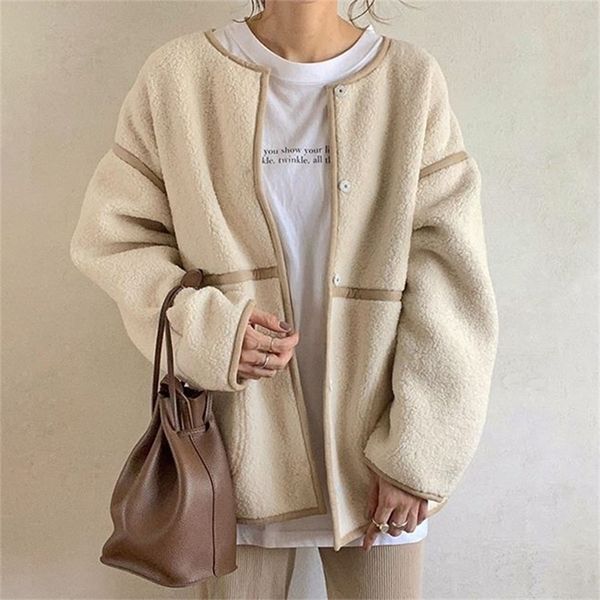 

casual straight single-breasted women jackets coats autumn winter korean janpan plain female outerwear overcoats new 201210, Black;brown