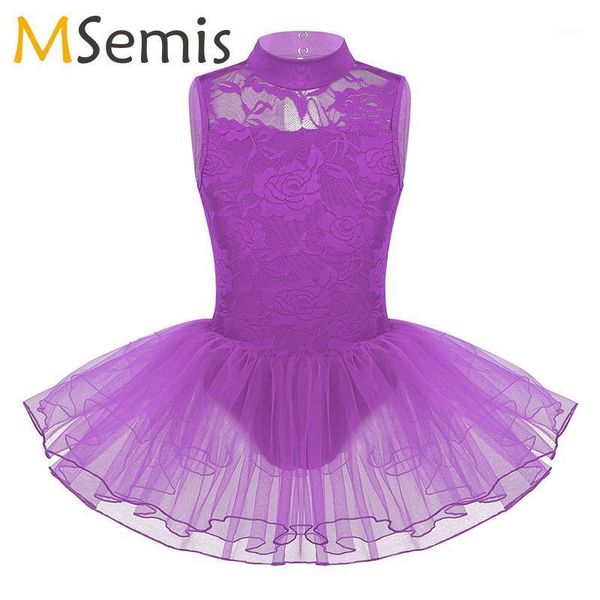

kids tutu ballet dress ballerina girls mock neck floral lace keyhole back with zipper closure dance gymnastics leotard dress1, Black;red