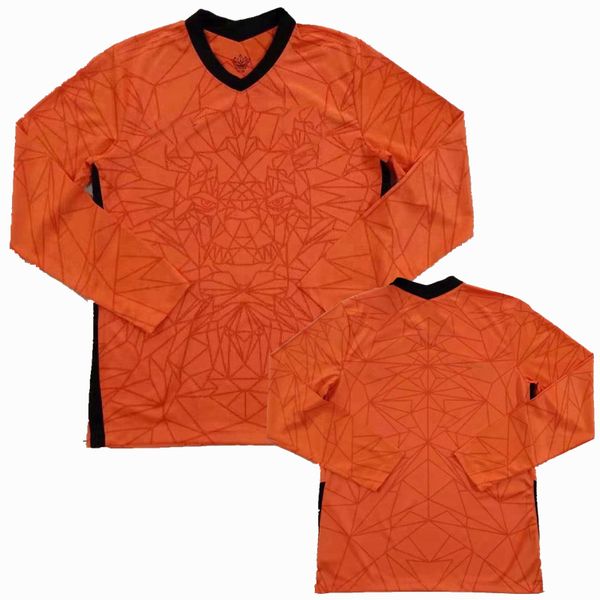 

2020 2021 netherlands long sleeve soccer jerseys f.de jong virgil de ligt holland home 20 21 national team football full shirts, Black;yellow