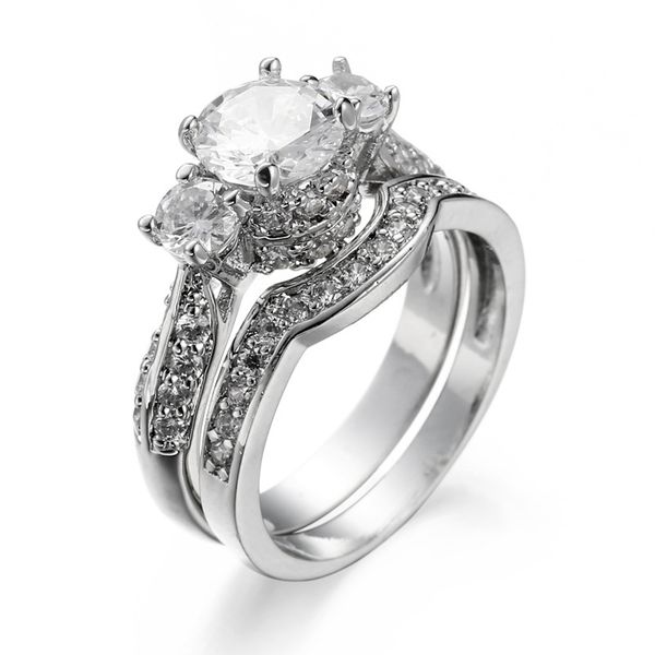 

2017 europe and the united states fashion ladies zirconium ring, creative sets of jewelry, fashion high-quality ring jewelry wholesale, Silver