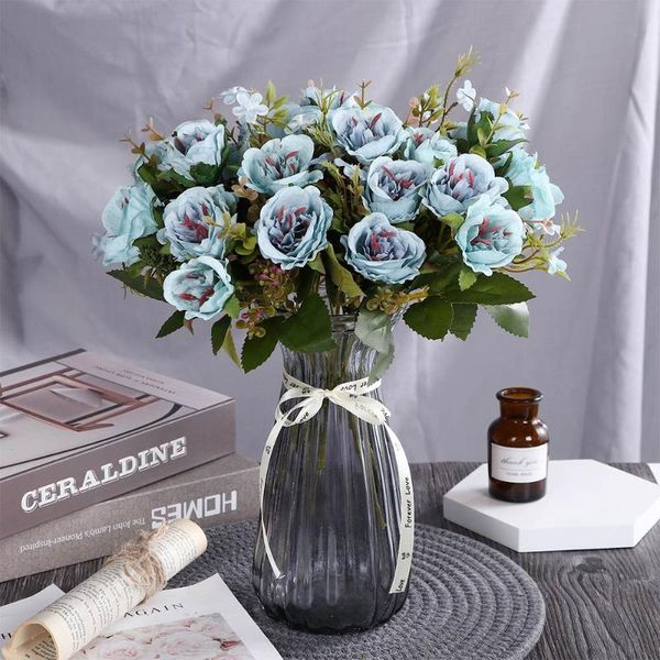 

decorative flowers & wreaths 5 forks 8 heads rose bouquet artificial flower european style fake for party wedding home decoration bride