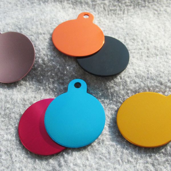 

circle dog 100pcs/lot shaped wholesale id aluminum blank pet cat name tags pendants