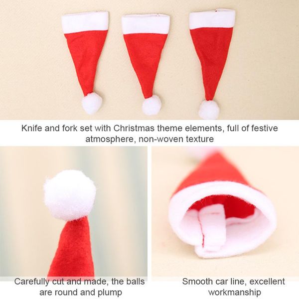

2020 christmas decor tableware bag mini christmas caps knife fork spoon holder new year home decoration small christmas hat h bbyslt