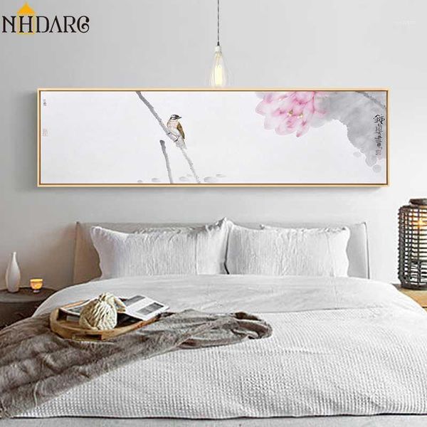 

new chinese style bedroom decoration watercolor bird flower canvas print painting poster art wall picture living room home decor1