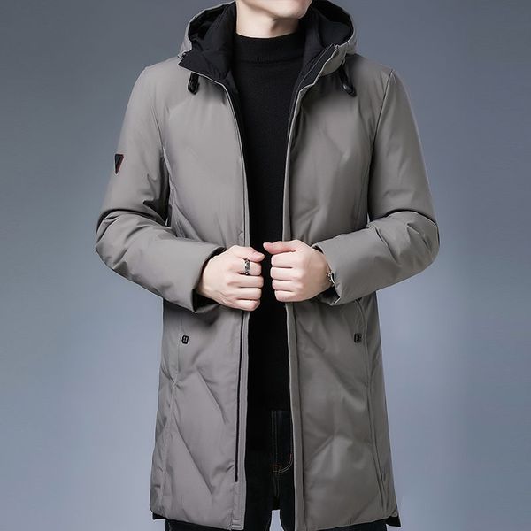 

2020 new men's down jacket medium length korean version slim hood thickened warm coat for young and middle-aged a hair q1209, Black