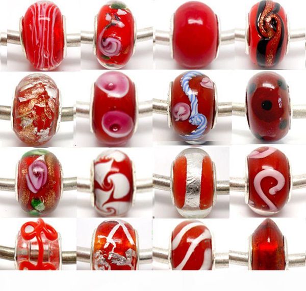 

100pcs lot red sivler core murano glass beads for jewelry making loose lampwork charms diy beads for bracelet wholesale in bulk low price, Black