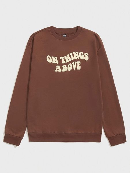 

men slogan graphic crew neck sweatshirt y2rr#, Black